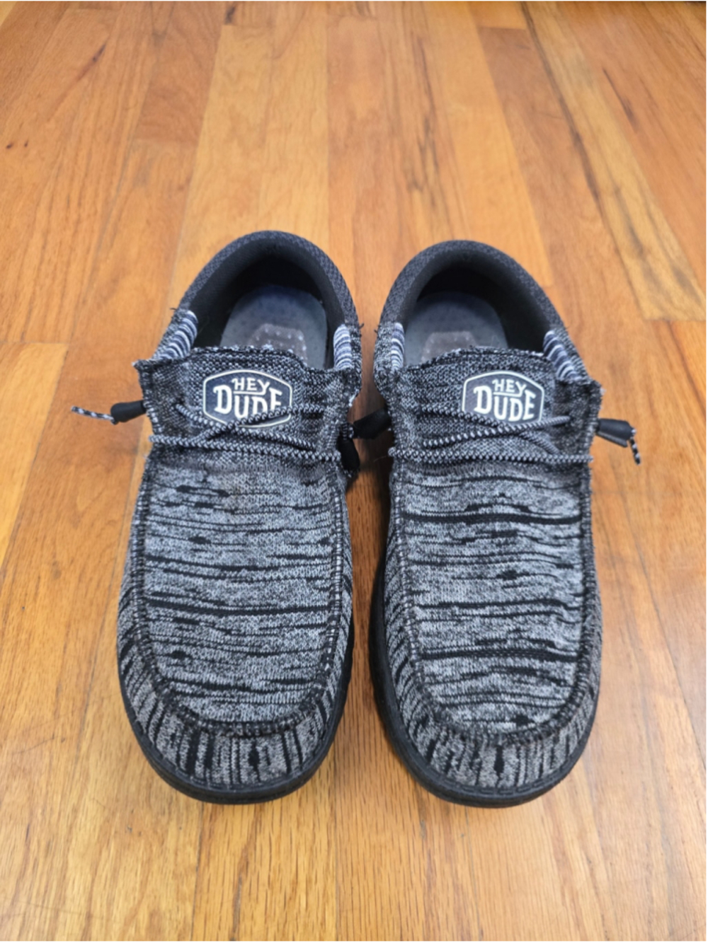 Men's Hey Dude Loafers Size 11 Grey and Black Slip-On Shoes